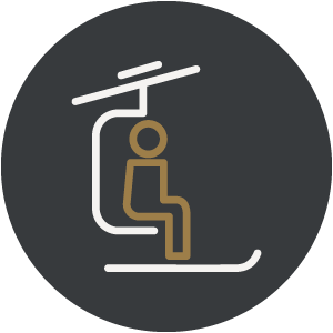 Icon mit einem Sessellift und einer Person darin - Hotel Majestic